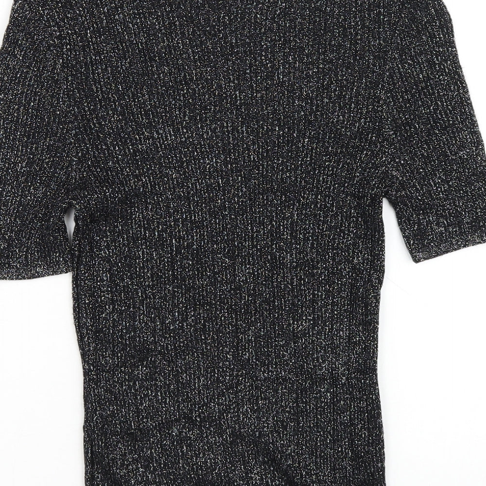Womens UK Size S Cooperative Black Basic T-Shirt