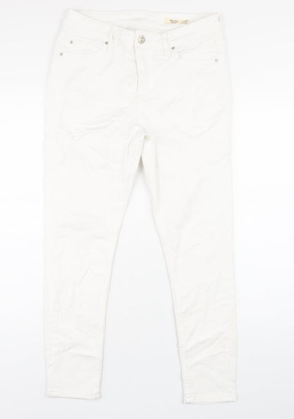 Marks and Spencer Womens White Cotton Skinny Jeans Size 12 L27 in Regular Zip