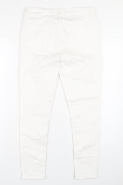 Marks and Spencer Womens White Cotton Skinny Jeans Size 12 L27 in Regular Zip