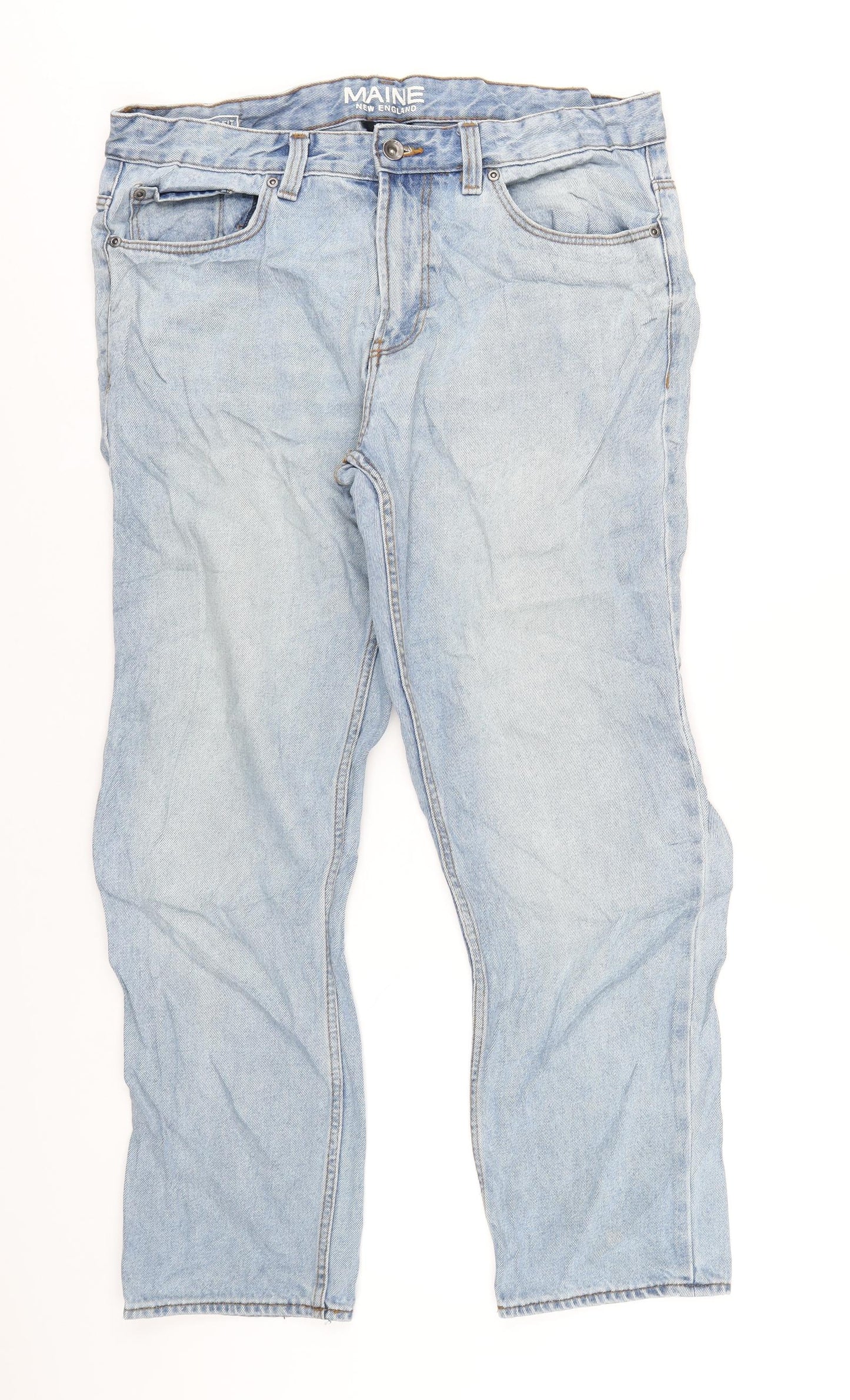 Maine Mens Blue Cotton Straight Jeans Size 34 in L29 in Regular Zip
