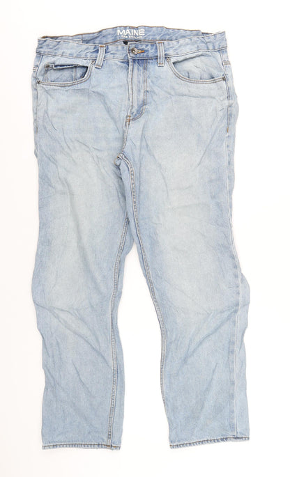 Maine Mens Blue Cotton Straight Jeans Size 34 in L29 in Regular Zip