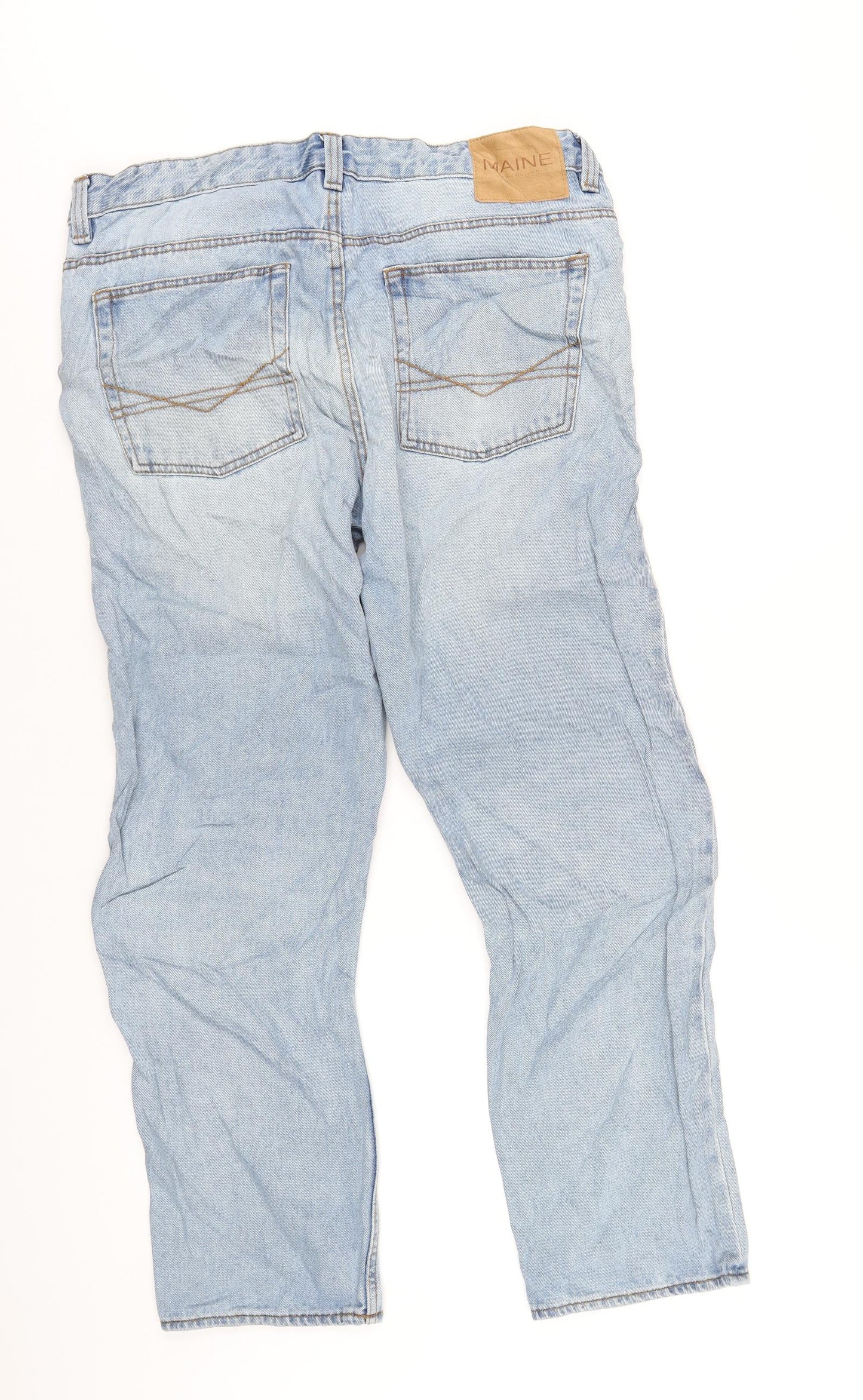 Maine Mens Blue Cotton Straight Jeans Size 34 in L29 in Regular Zip
