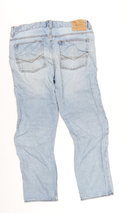 Maine Mens Blue Cotton Straight Jeans Size 34 in L29 in Regular Zip
