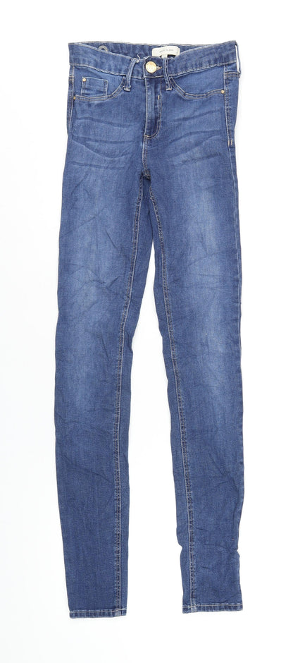 River Island Womens Blue Cotton Skinny Jeans Size 6 L31 in Regular Zip