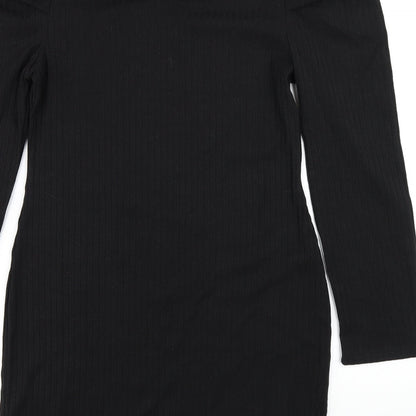 Brave Soul Womens Black Polyester Bodycon Size M Round Neck Pullover
