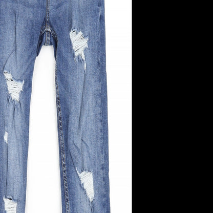 Denim & Co. Womens Blue Cotton Skinny Jeans Size 6 L28 in Regular Zip