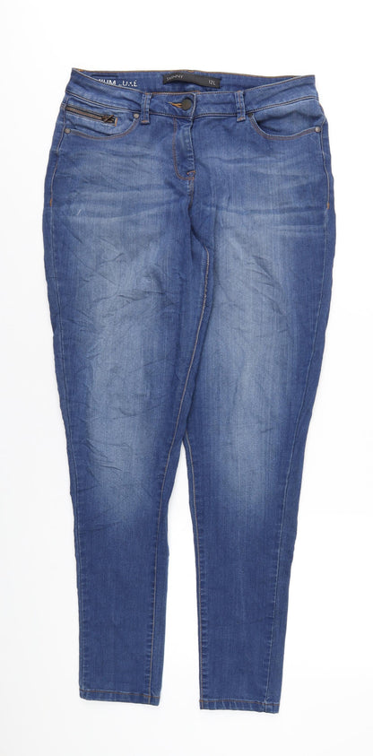 NEXT Womens Blue Polyester Skinny Jeans Size 12 L31 in Regular Zip