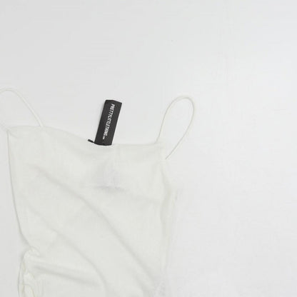PRETTYLITTLETHING Womens White Polyester Camisole Tank Size 6 Cowl Neck - Asymmetric