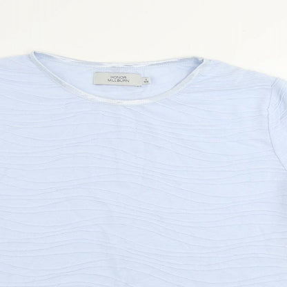 EWM Womens Blue Polyester Basic T-Shirt Size S Round Neck - Textured