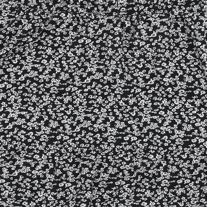 Marks and Spencer Womens Black Floral Cotton Mini Skirt Size 22 Drawstring