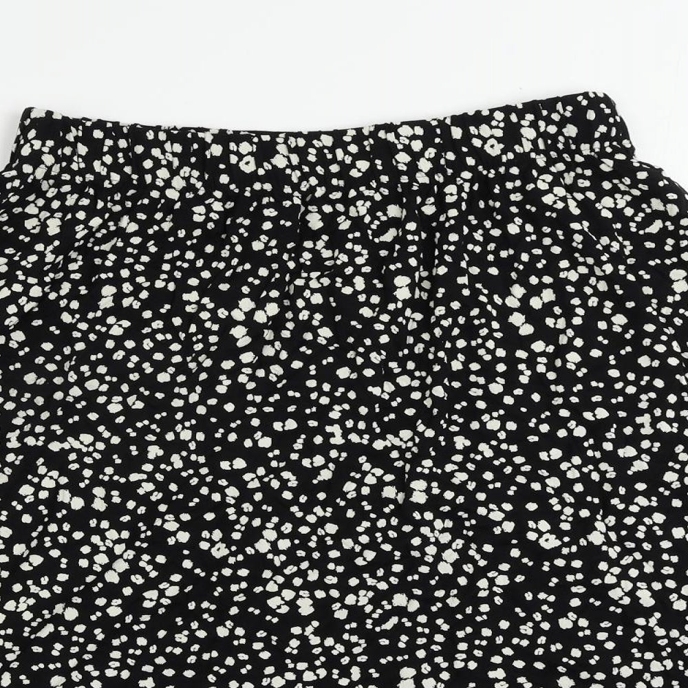 Marks and Spencer Womens Black Animal Print Viscose A-Line Skirt Size 10 - Elastic Waist