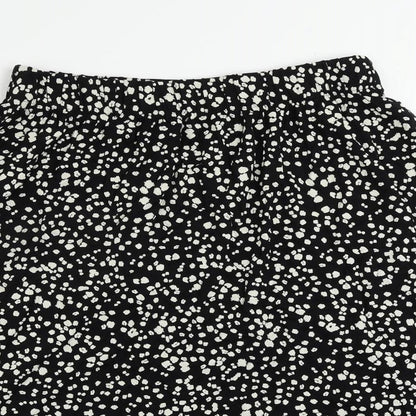 Marks and Spencer Womens Black Animal Print Viscose A-Line Skirt Size 10 - Elastic Waist