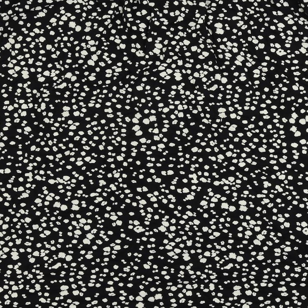 Marks and Spencer Womens Black Animal Print Viscose A-Line Skirt Size 10 - Elastic Waist