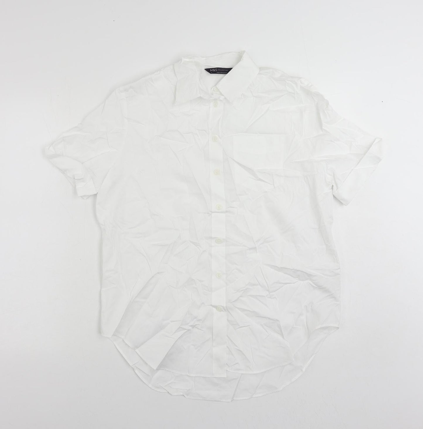 Womens UK Size 6 Marks and Spencer White Basic Button-Up