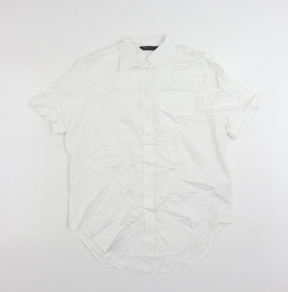 Womens UK Size 6 Marks and Spencer White Basic Button-Up