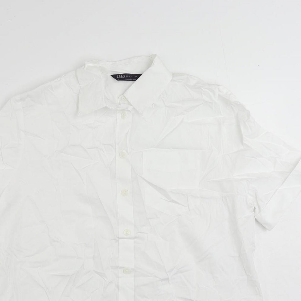 Womens UK Size 6 Marks and Spencer White Basic Button-Up