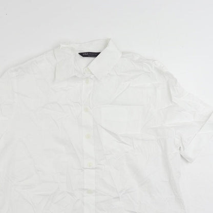 Womens UK Size 6 Marks and Spencer White Basic Button-Up