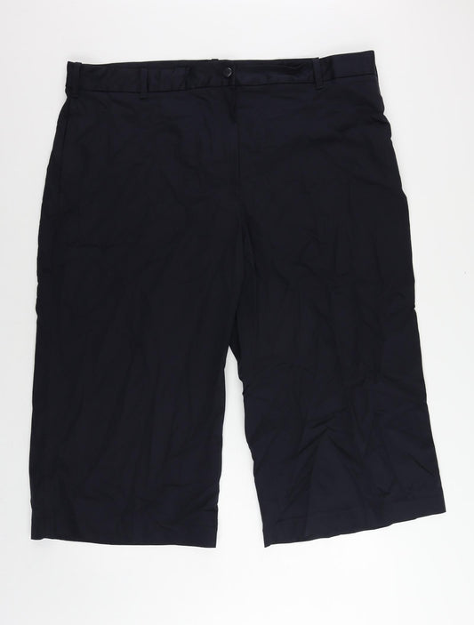 Marks and Spencer Mens Blue Cotton Cropped Trousers Size 24 in L21 in Regular Zip