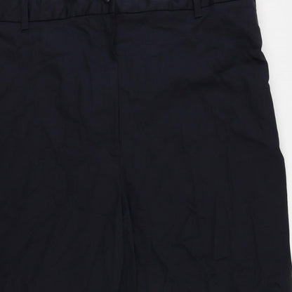 Marks and Spencer Mens Blue Cotton Cropped Trousers Size 24 in L21 in Regular Zip