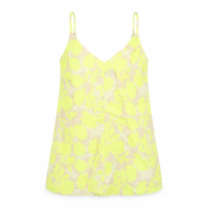 Marks and Spencer Womens Yellow Floral Linen Camisole Tank Size 6 V-Neck