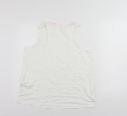 GOODMOVE Womens White Polyester Pullover Tank Size 18 Round Neck Pullover