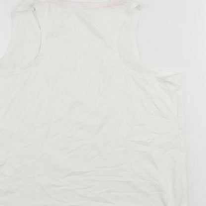 GOODMOVE Womens White Polyester Pullover Tank Size 18 Round Neck Pullover