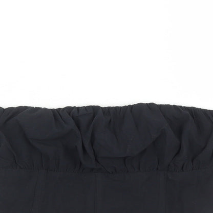 Bershka Womens Black 100% Cotton Cropped Tank Size M Off the Shoulder