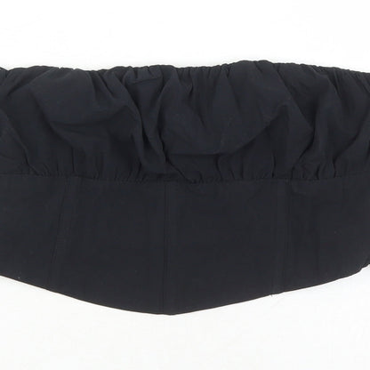 Bershka Womens Black 100% Cotton Cropped Tank Size M Off the Shoulder