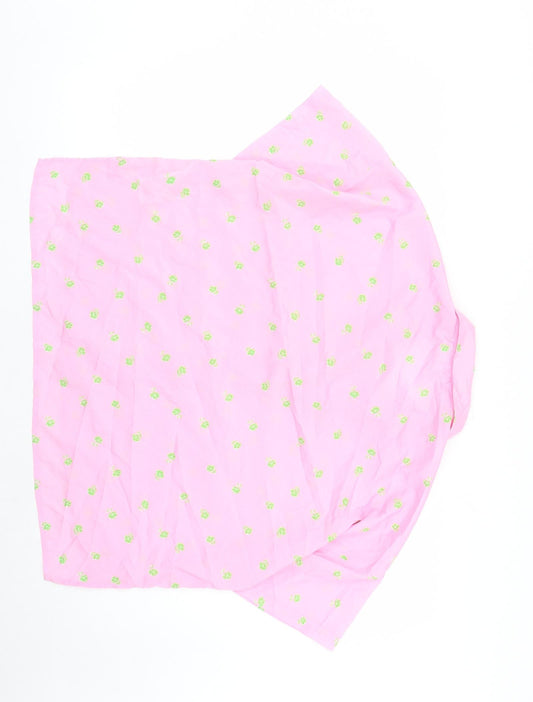 Noisy may Womens Pink Floral Polyester Basic Button-Up Size XL Collared