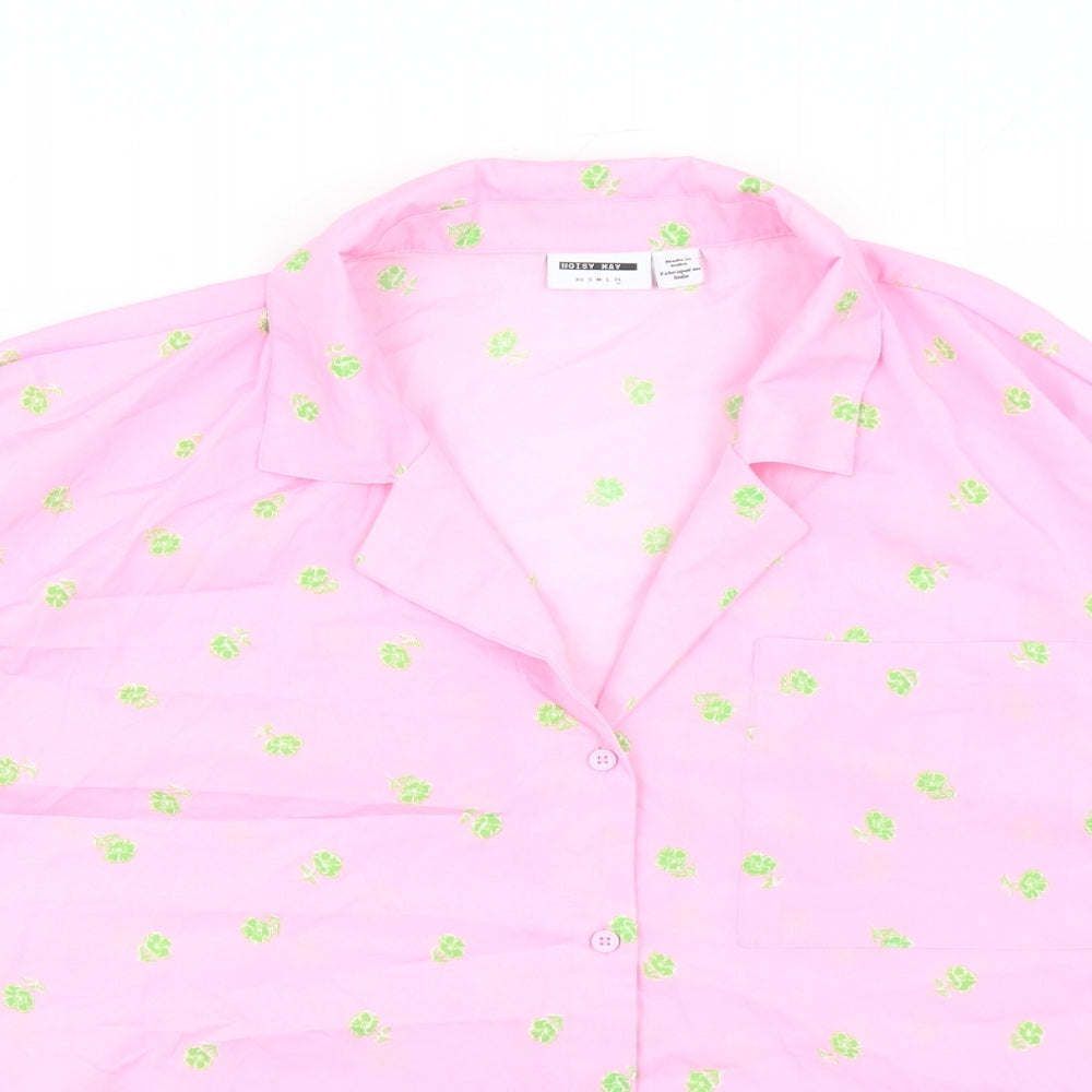 Womens UK Size XL Noisy may Pink Basic Button-Up