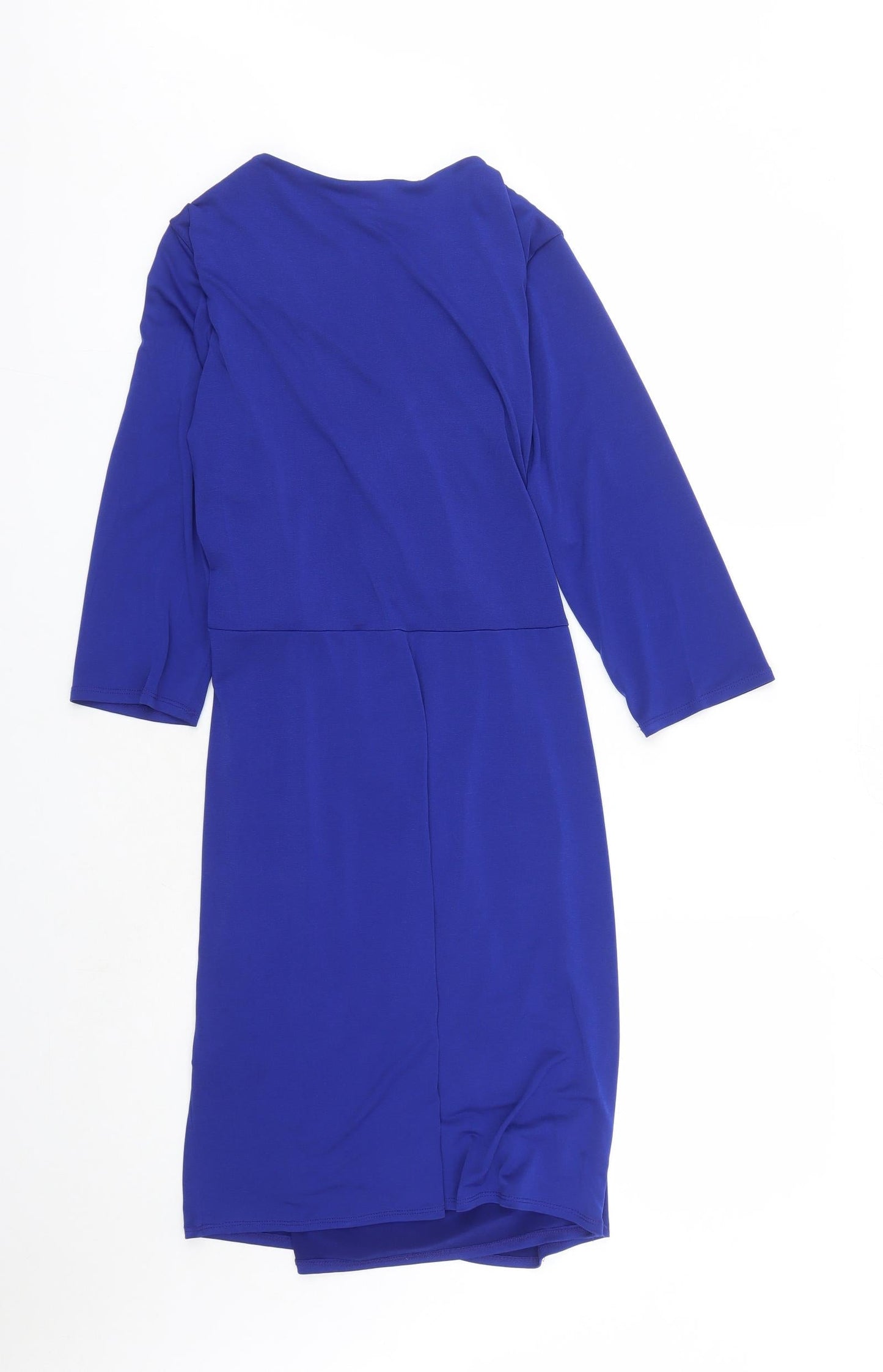 M&Co Womens Blue Polyester A-Line Size 16 V-Neck Pullover