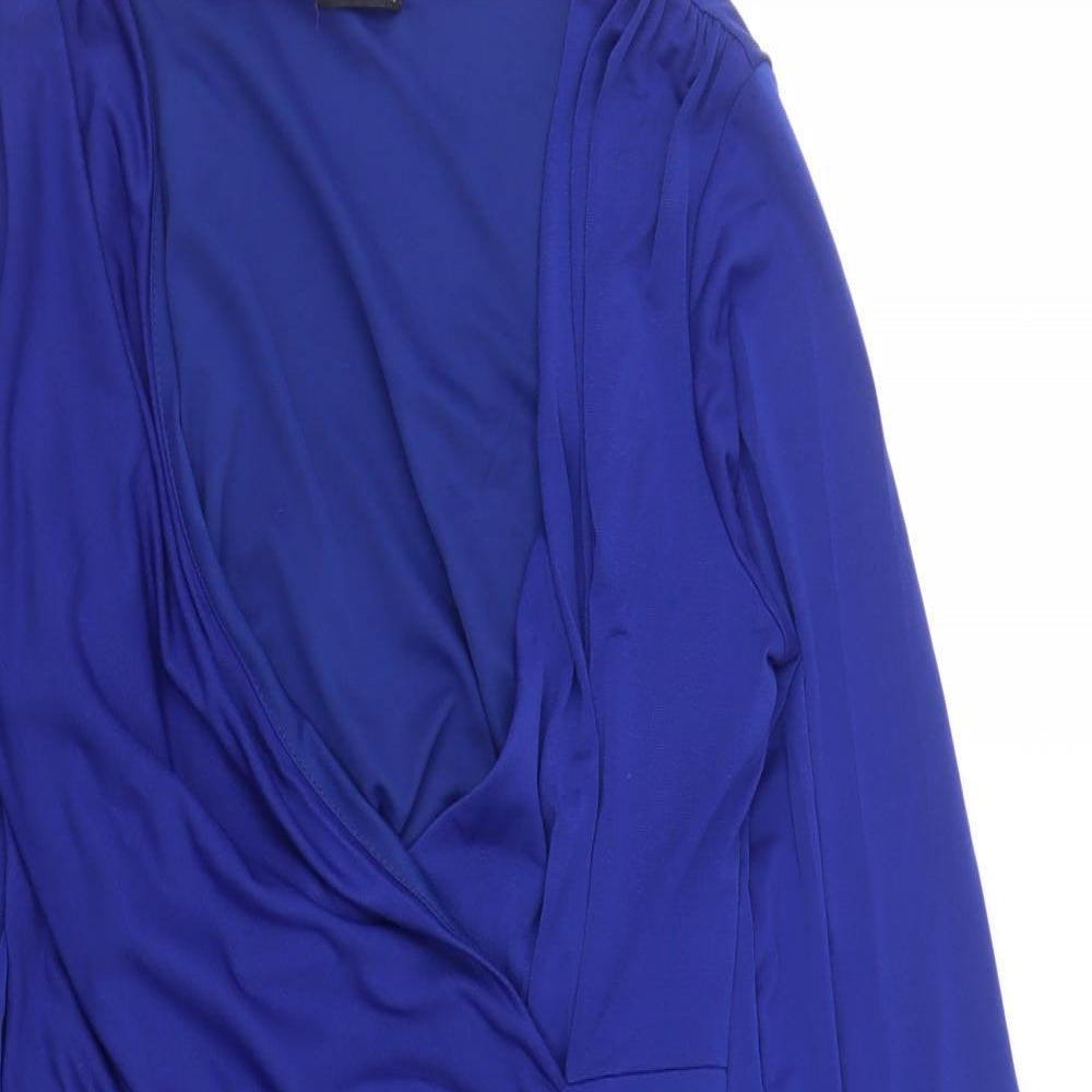 M&Co Womens Blue Polyester A-Line Size 16 V-Neck Pullover