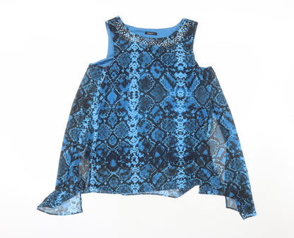 Womens UK Size 12 Roman Blue Basic Blouse