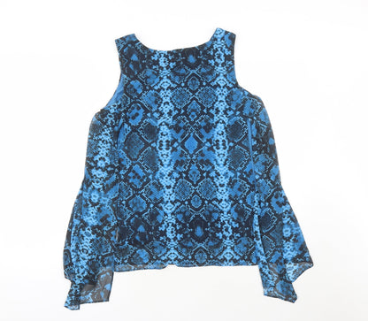 Womens UK Size 12 Roman Blue Basic Blouse
