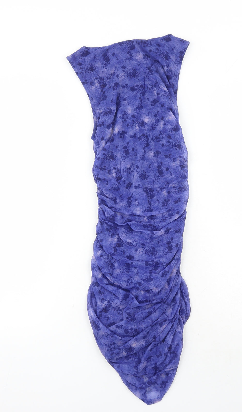 Urban Outfitters Womens Blue Floral Nylon Bodycon Size S Round Neck Pullover