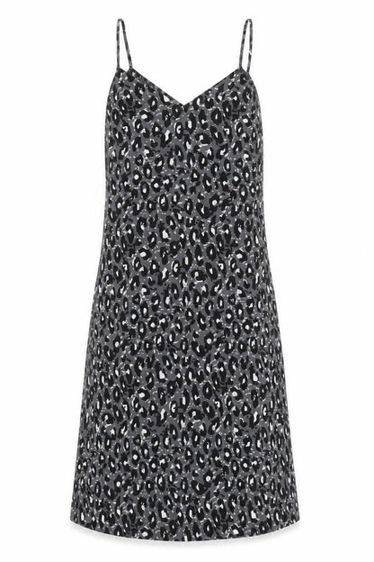 NEXT Womens Black Animal Print Polyester Slip Dress Size 6 V-Neck Pullover - Leopard Pattern