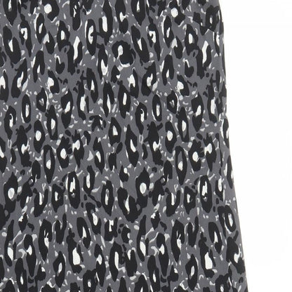 NEXT Womens Black Animal Print Polyester Slip Dress Size 6 V-Neck Pullover - Leopard Pattern