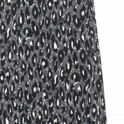 NEXT Womens Black Animal Print Polyester Slip Dress Size 6 V-Neck Pullover - Leopard Pattern