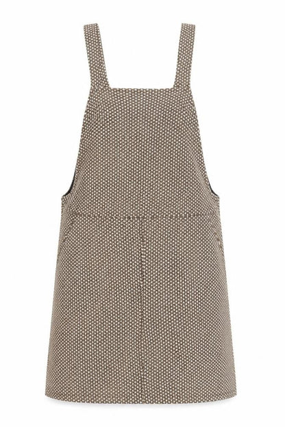 New Look Womens Brown Geometric Polyester Pinafore/Dungaree Dress Size 8 Square Neck Pullover