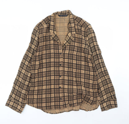 Womens UK Size XS Zara Brown Basic Button-Up