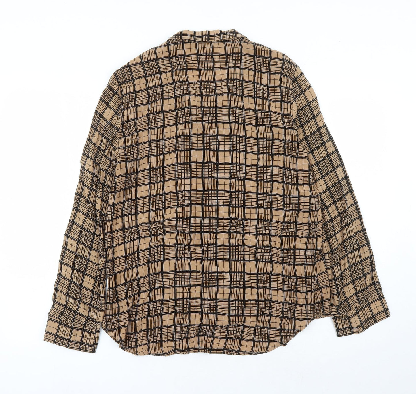 Womens UK Size XS Zara Brown Basic Button-Up
