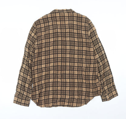 Womens UK Size XS Zara Brown Basic Button-Up