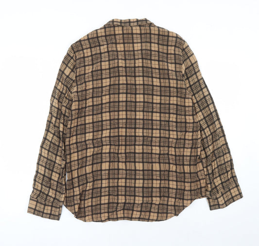Womens UK Size XS Zara Brown Basic Button-Up