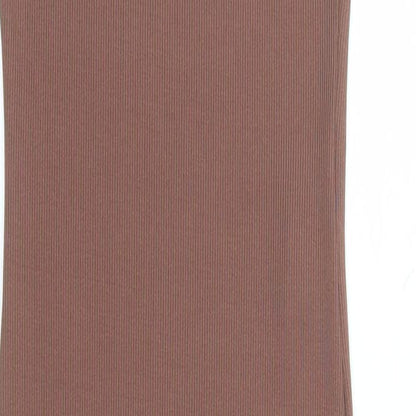 Stradivarius Womens Brown Polyester Bodycon Size M Round Neck Pullover
