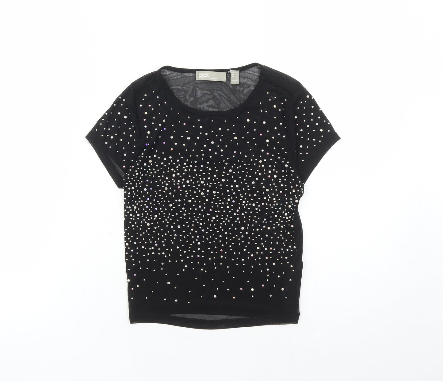 Womens UK Size 4 ASOS Black Cropped T-Shirt