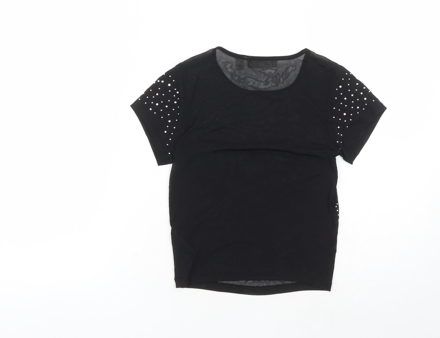 Womens UK Size 4 ASOS Black Cropped T-Shirt