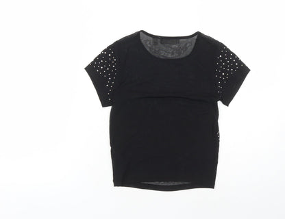 Womens UK Size 4 ASOS Black Cropped T-Shirt