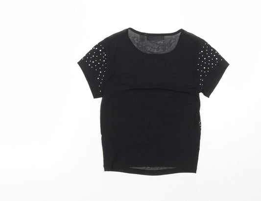 Womens UK Size 4 ASOS Black Cropped T-Shirt
