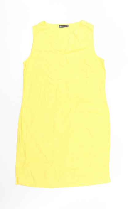 Marks and Spencer Womens Yellow Flax A-Line Size 12 V-Neck Pullover