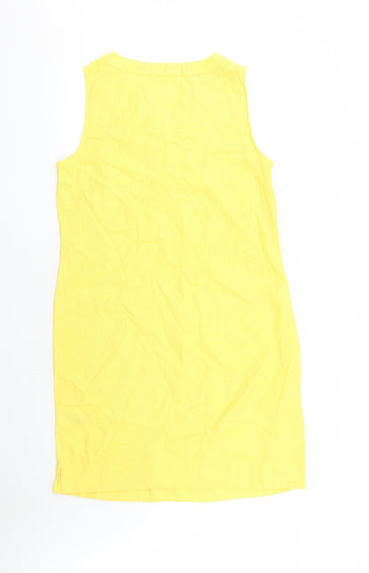 Marks and Spencer Womens Yellow Flax A-Line Size 12 V-Neck Pullover